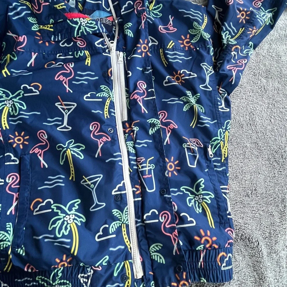 Chubbies Swim Jacket Oversized Medium Neon Y2K Flamingo Full Zip Beach 16775